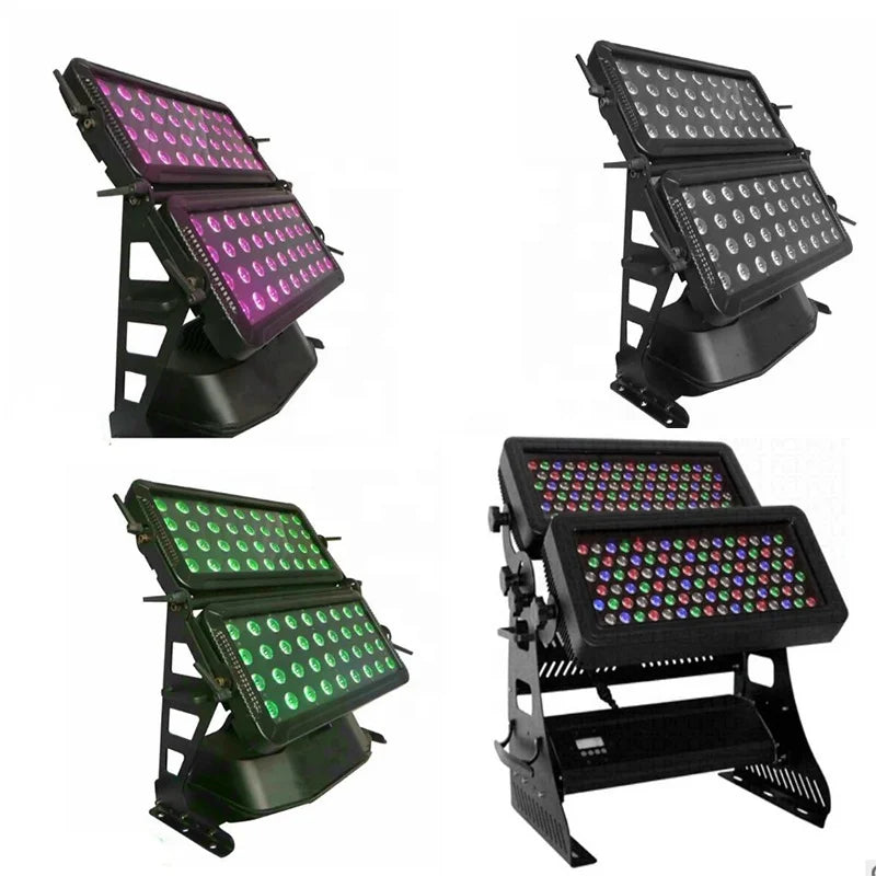 1200W IP65 Outdoor Architectural LED Wash Light - Heavy Duty Dual-Panel Wall Washer Flood Light (120x10W RGBW) for Building Facades & Stadiums