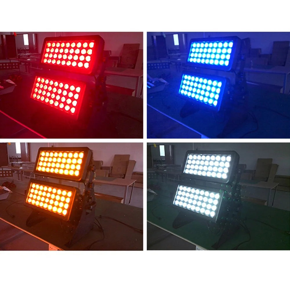 1200W IP65 Outdoor Architectural LED Wash Light - Heavy Duty Dual-Panel Wall Washer Flood Light (120x10W RGBW) for Building Facades & Stadiums