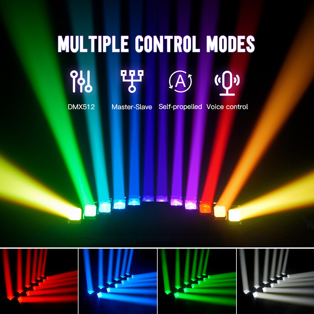 12x60W Motorized LED Zoom Bar - RGBW 4-in-1 Pixel Batten with Dynamic Tilt & Beam/Wash Effects for Pro Stage & Touring