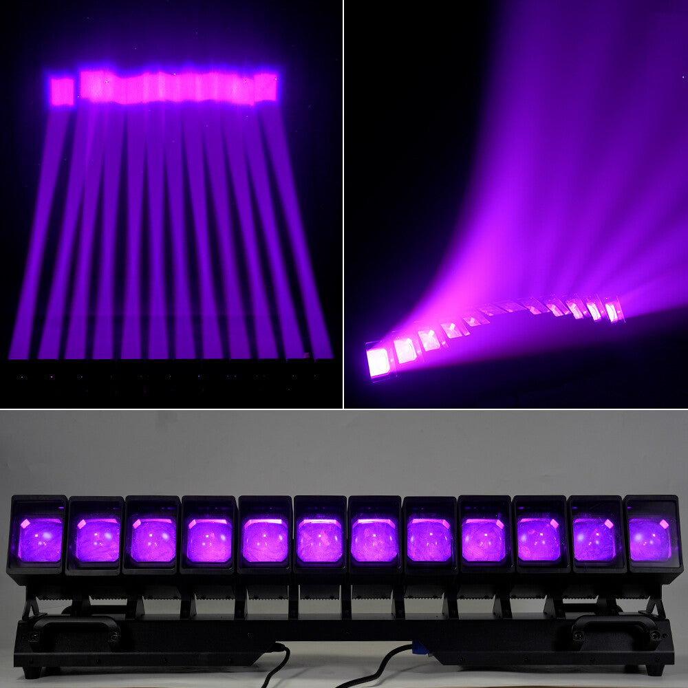 12x60W Motorized LED Zoom Bar - RGBW 4-in-1 Pixel Batten with Dynamic Tilt & Beam/Wash Effects for Pro Stage & Touring