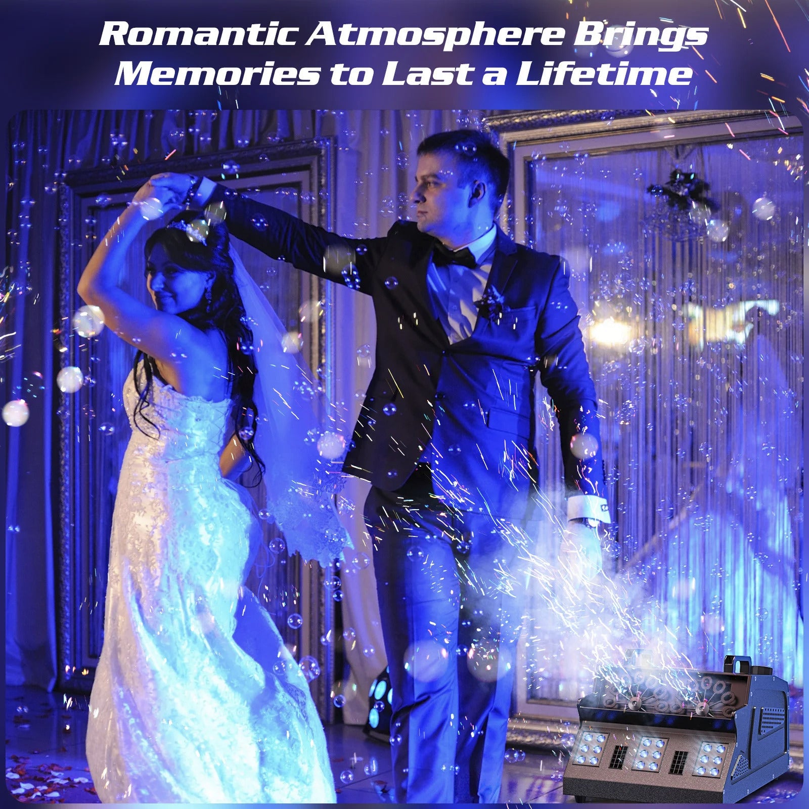1500W LED Fog Bubble Machine - 2-in-1 Smoke Bubble Maker with 8 RGB Lights, DMX & Remote Control for Wedding First Dance, DJ & Kids Party