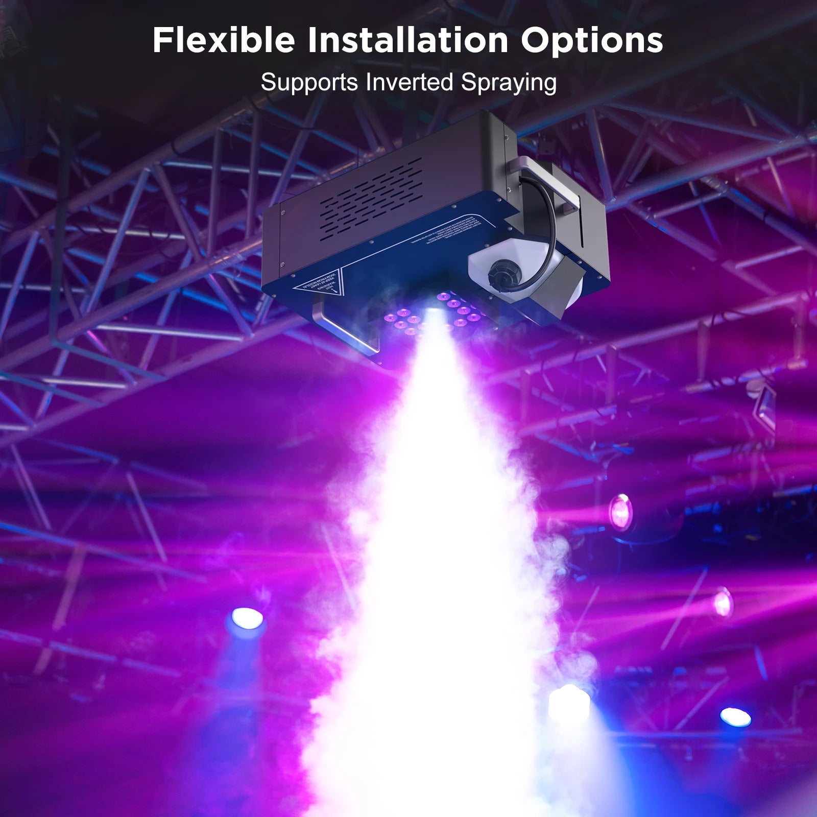 1500W Vertical Fog Machine with 24 RGB LEDs - Upward Spray Smoke Machine with DMX & Wireless Remote for DJ, Stage, Wedding & Party