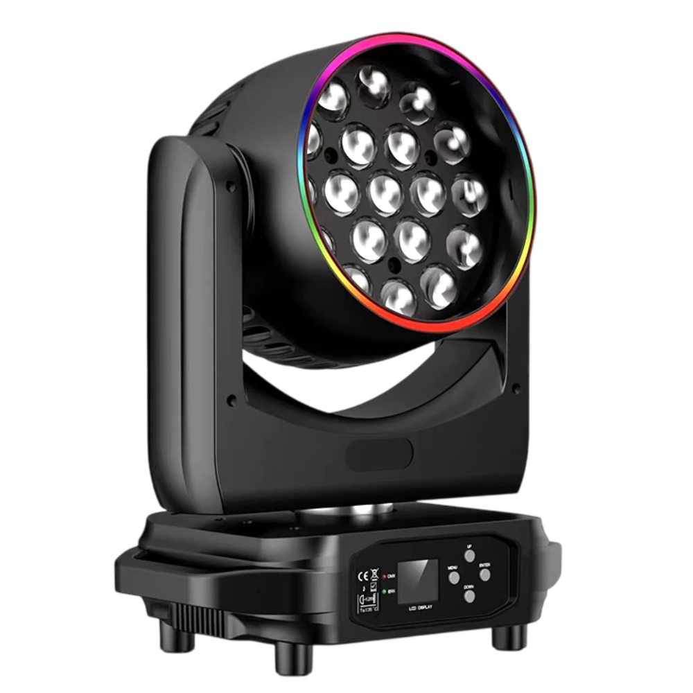 19x15W LED Wash Moving Head Light - Pro RGBW 4-in-1 Stage Wash Fixture with High-Speed Strobe for DJ, Club, Church & Concert