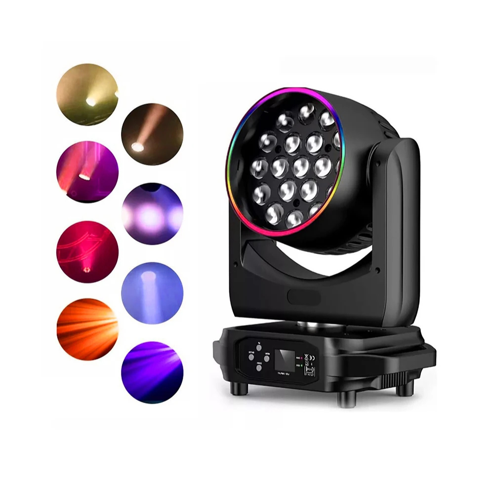 19x15W LED Wash Moving Head Light - Pro RGBW 4-in-1 Stage Wash Fixture with High-Speed Strobe for DJ, Club, Church & Concert