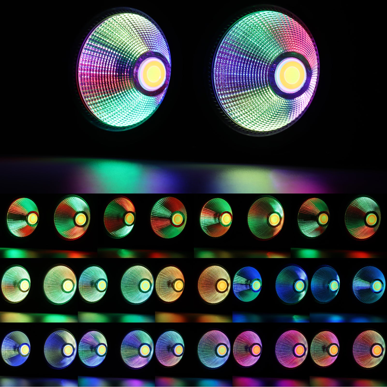 200W 2-Lite COB Audience Blinder with RGB Halo Ring - Dual-Zone LED Wash Stage Light & Eye-Candy FX for Mobile DJ, Party & Club