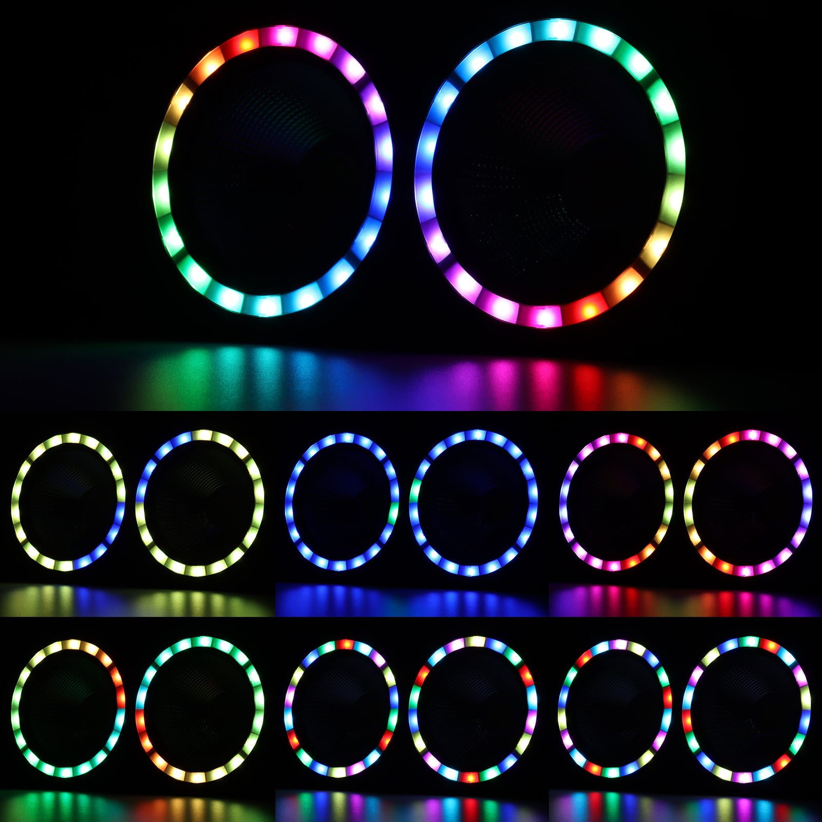 200W 2-Lite COB Audience Blinder with RGB Halo Ring - Dual-Zone LED Wash Stage Light & Eye-Candy FX for Mobile DJ, Party & Club