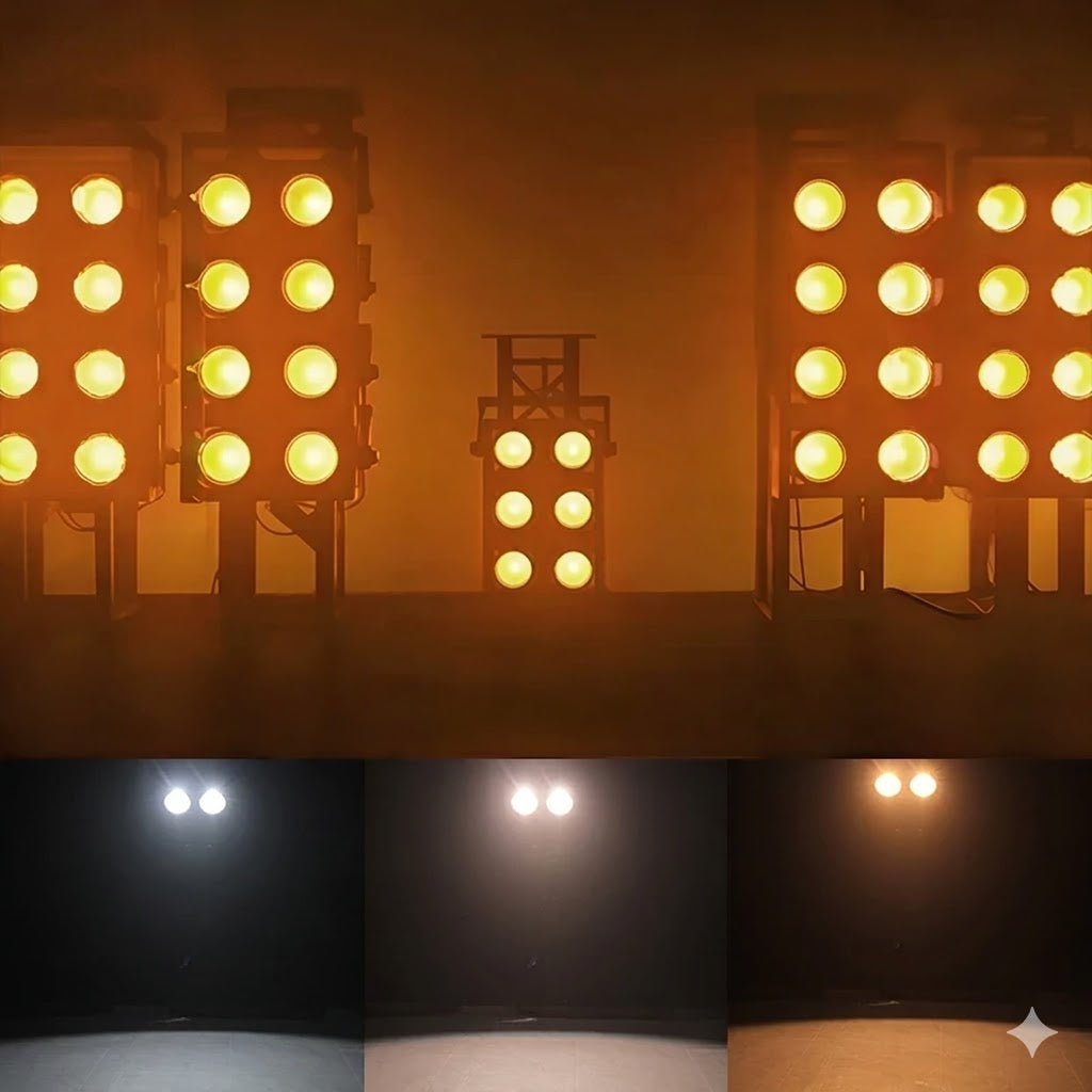 200W IP65 Outdoor LED Audience Blinder - Heavy Duty 2-Lite COB Stage Wash Light with DMX for Concerts, Festivals & Events