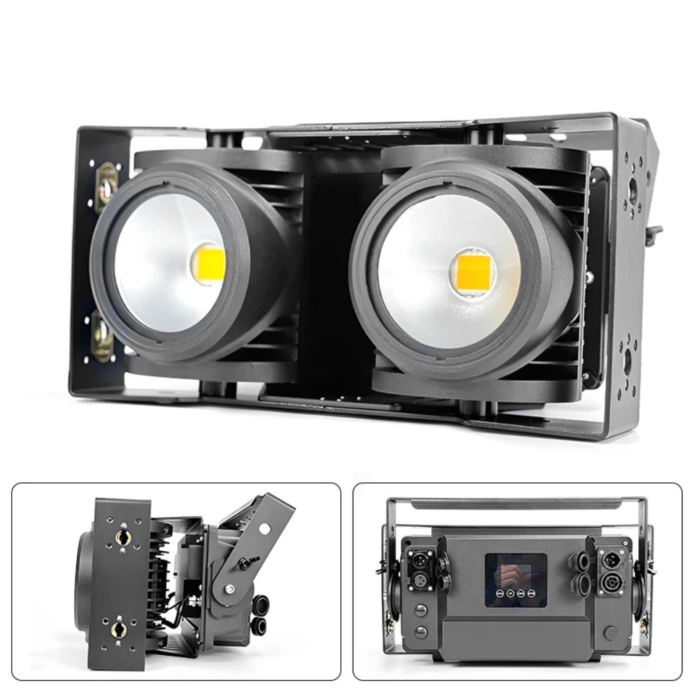 200W IP65 Outdoor LED Audience Blinder - Heavy Duty 2-Lite COB Stage Wash Light with DMX for Concerts, Festivals & Events
