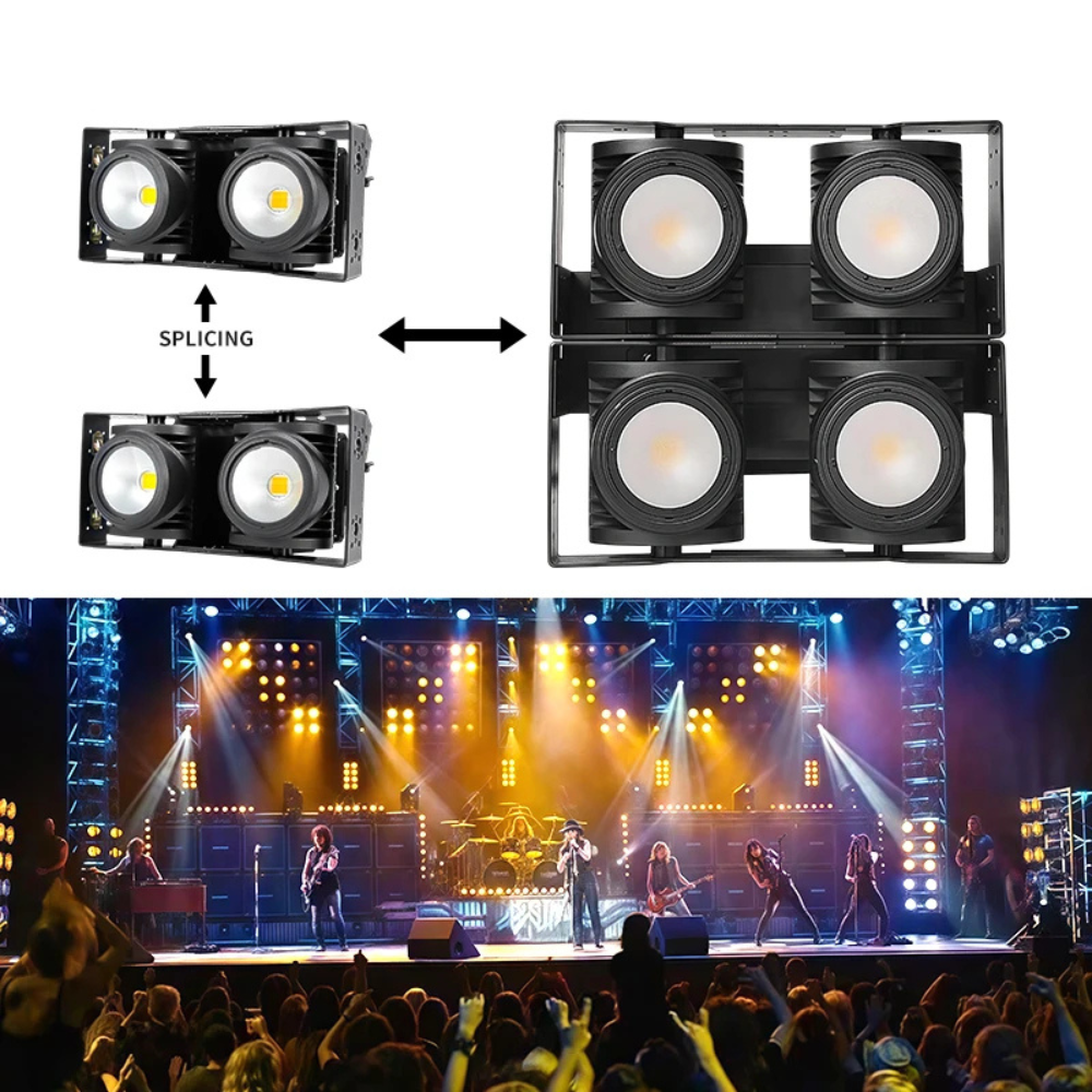 200W IP65 Outdoor LED Audience Blinder - Heavy Duty 2-Lite COB Stage Wash Light with DMX for Concerts, Festivals & Events