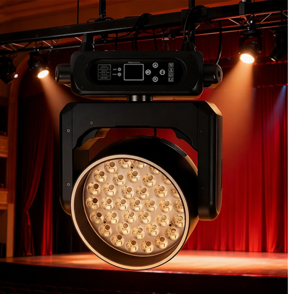 37x15W LED Zoom Wash Moving Head Light - Pro RGBW 4-in-1 Stage Fixture with High CRI (Ra90) & Motorized Zoom for Church, Theater & Broadcast