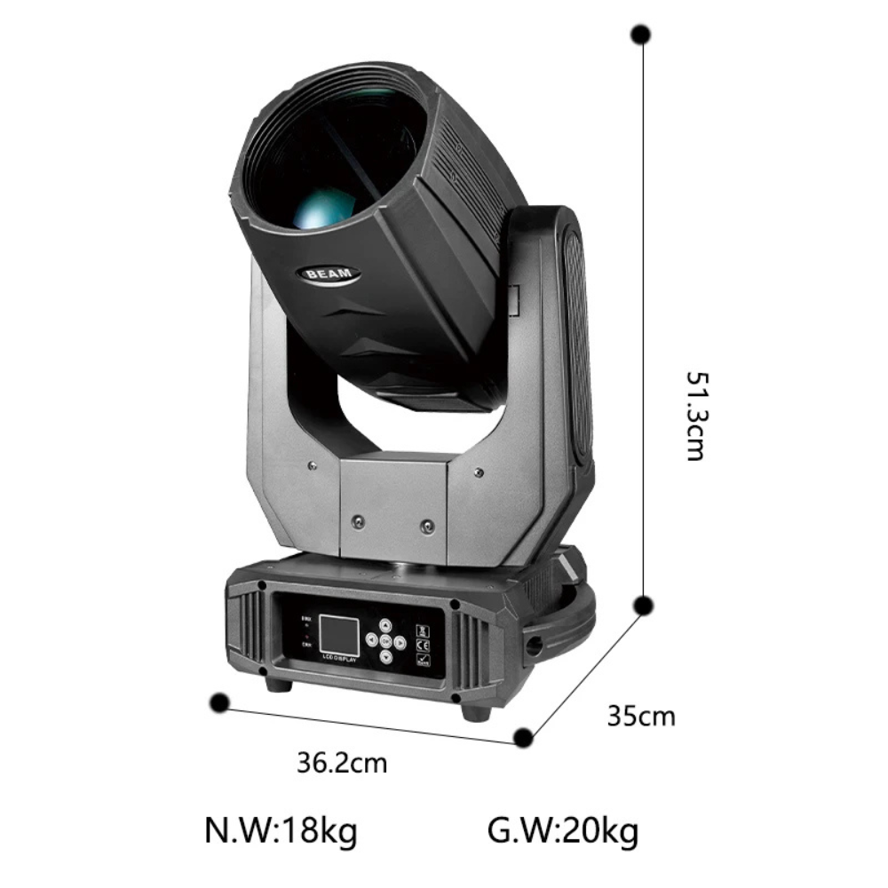 380W (18R) Pro Beam Moving Head Fixture with Dual-Prism FX