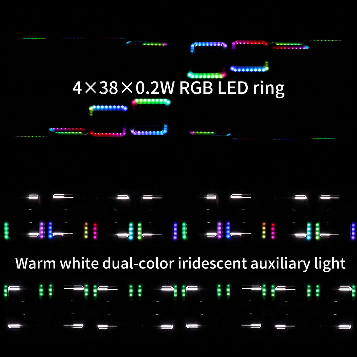 4x60W RGBW Motorized Pixel Bar Moving Head - 4-Head Beam/Wash Stage Light with Square LED Halo Rings & Zoom for Pro Touring & Club