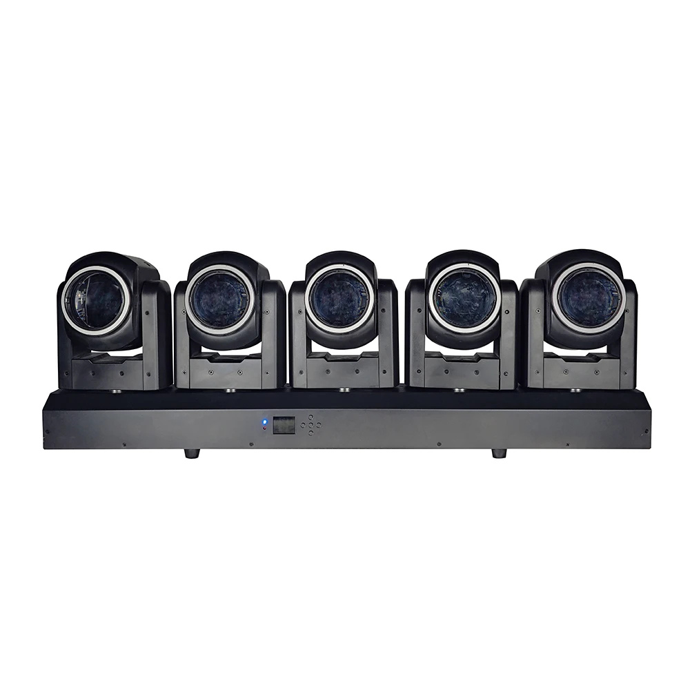 5x80W RGBL Motorized Zoom Bar - Pro 5-Head LED Wash Moving Fixture with RGB Halo Ring & Linear CTO for TV, Theater & Stage