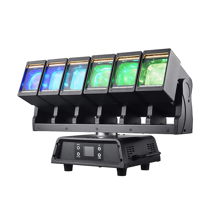 6x60W Motorized Wave Bar Moving Head - RGBW Pixel Zoom Batten with Independent Head Tilt, Linear CTO & LED Strobe Strips for Pro Stage