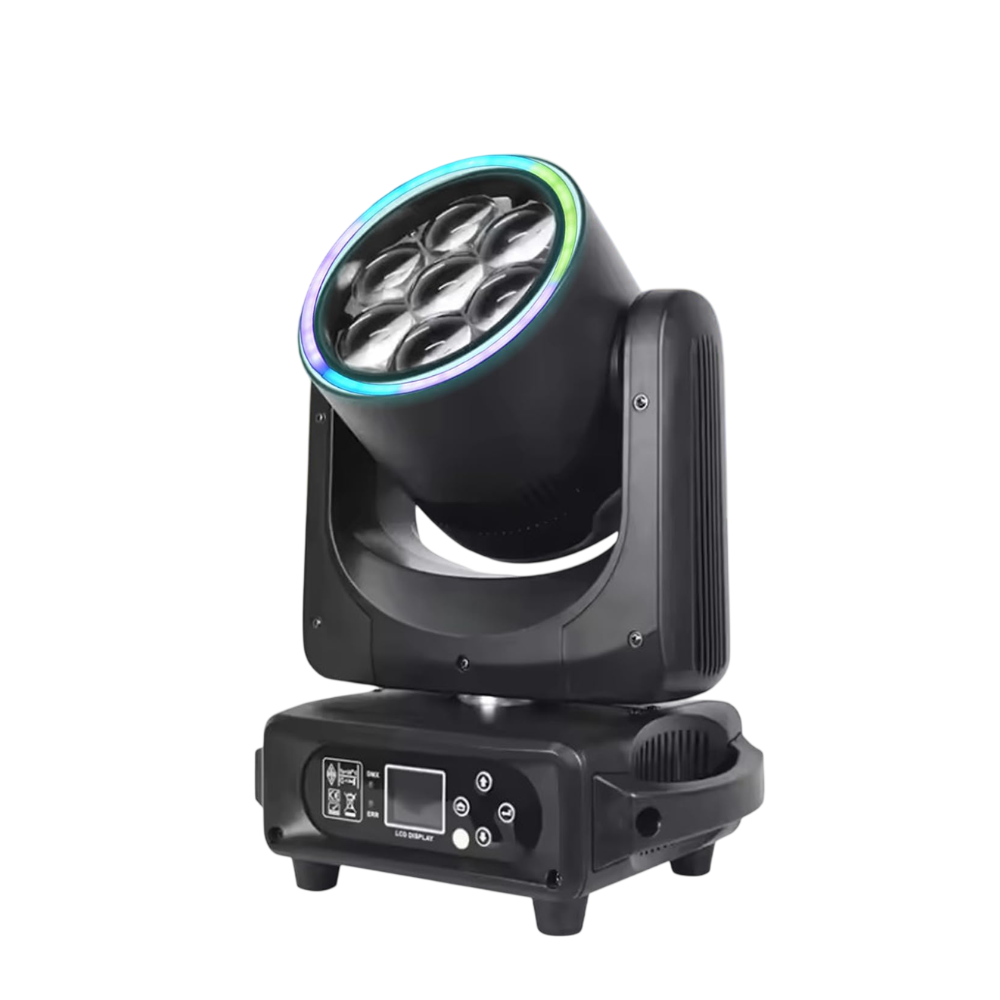 7x40W LED Wash Moving Head Light - Compact Pro RGBW 4-in-1 Stage Fixture with 32-Bit Smooth Dimming & Strobe for Mobile DJ, Club & Party