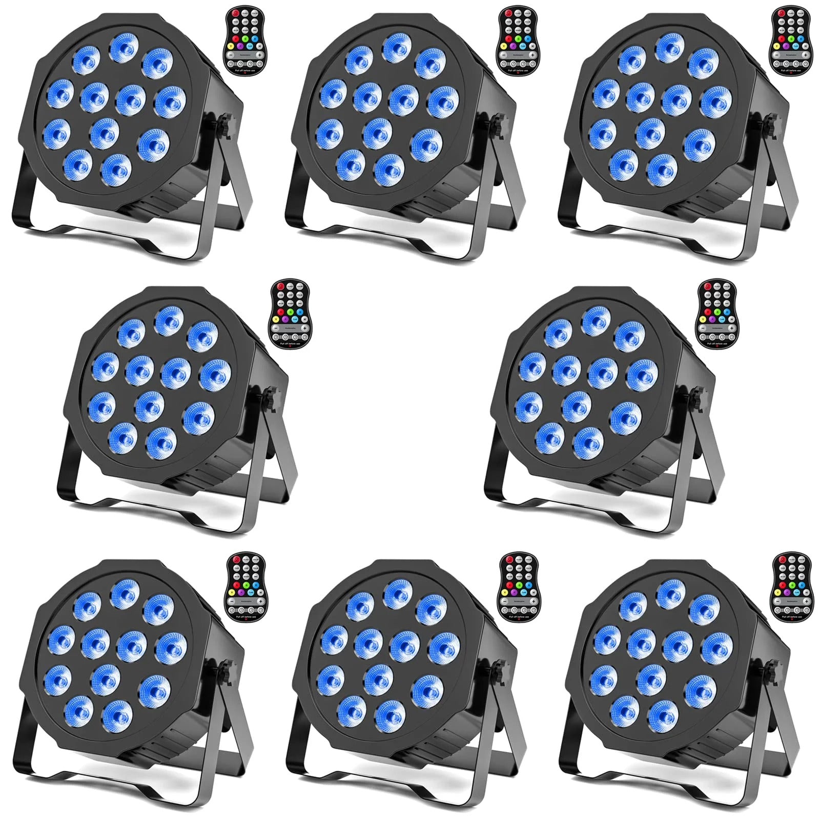 8-Piece Rechargeable RGBW LED Flat Par Uplight System