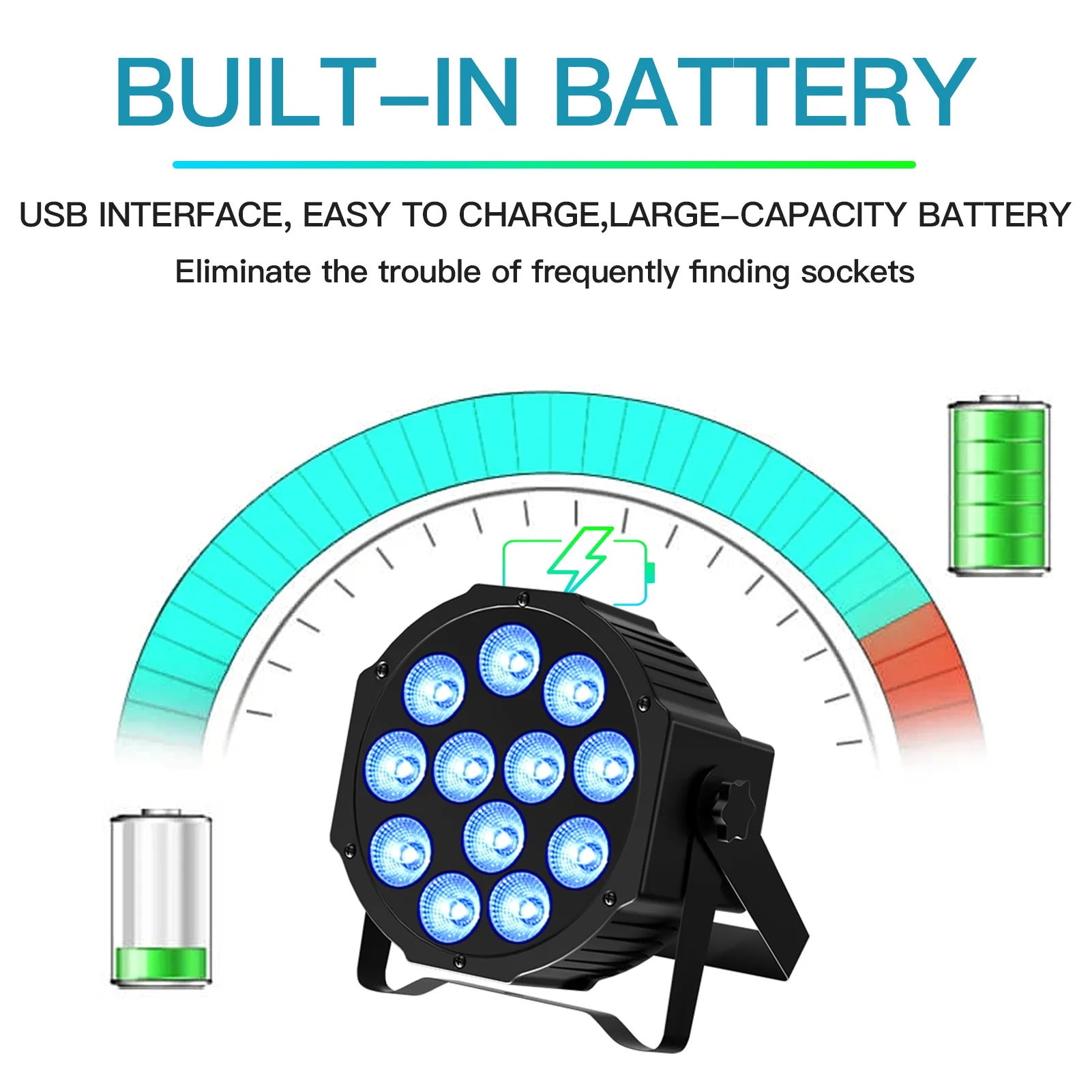 8-Piece Rechargeable RGBW LED Flat Par Uplight System