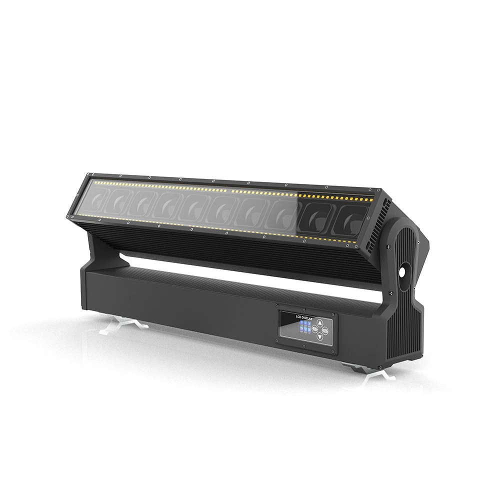 IP65 Motorized LED Tilt Batten - 10x60W RGBW Zoom Pixel Bar with Aura Background Matrix, Waterproof Stage Lighting for Concerts, Festivals & Touring