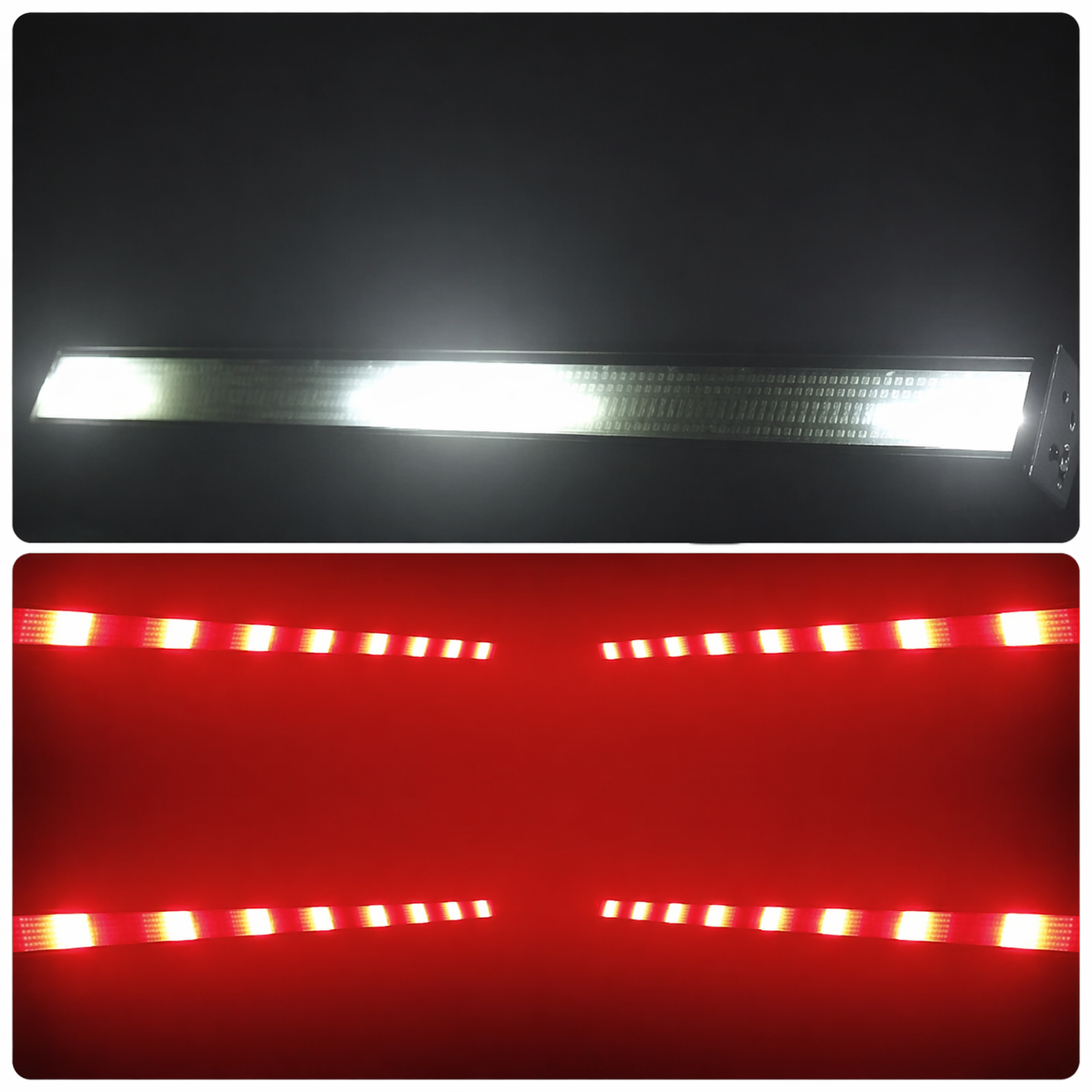 IP66 Outdoor Hybrid LED Strobe Bar - Linear Pixel Wash Batten (672 RGB + 112 CW LEDs) with Electronic Frost for Festival & Stage