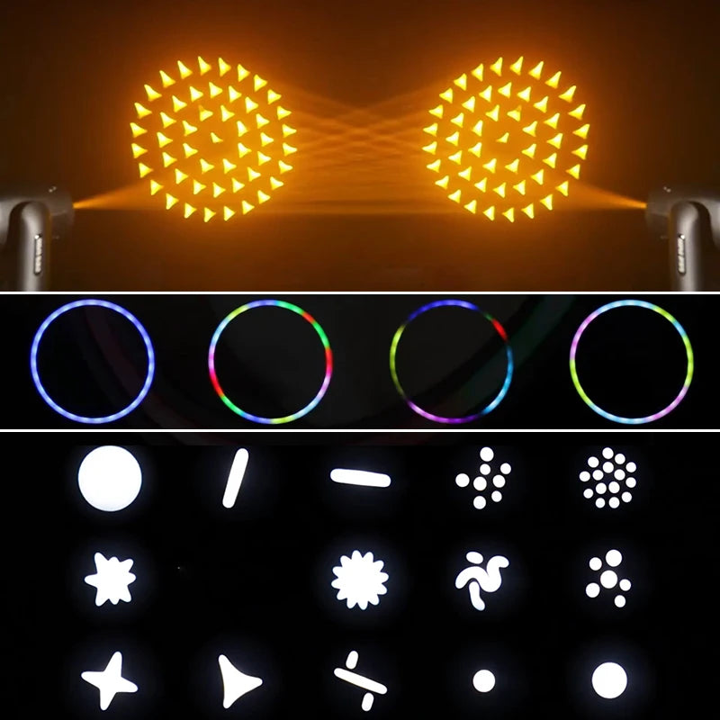 Mini 295W 14R Beam Moving Head Light with LED Halo Ring - Compact DJ Stage Fixture with Double Prism & Gobos for Club, Party & Wedding Events