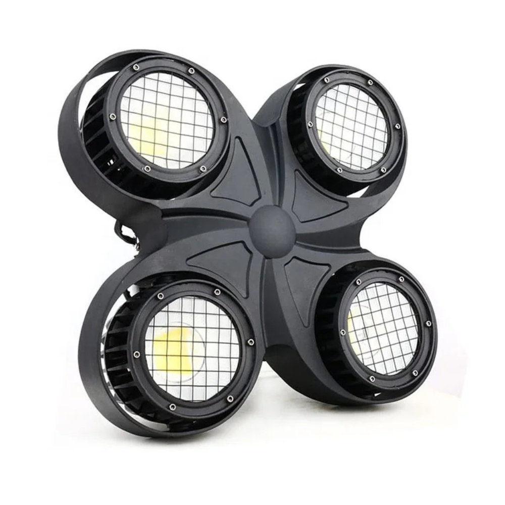 Motorized 4-Lite LED Audience Blinder - Moving Head COB Stage Light with Individual Cell Control & Pan/Tilt for Concerts & Festivals