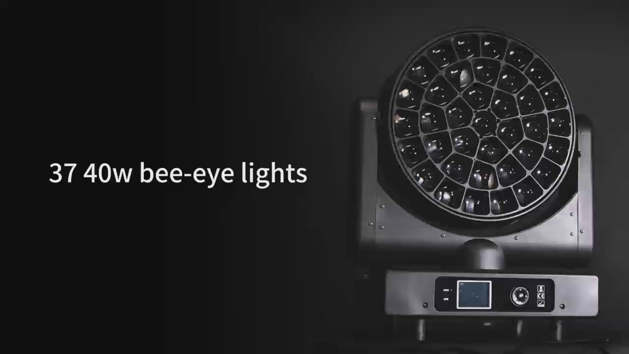 37x40W LED Pixel Wash Moving Head - Pro RGBW 4-in-1 Zoom Fixture with Rotating Kaleidoscope Lens & CRI 95 for TV, Theater & Concert Stages