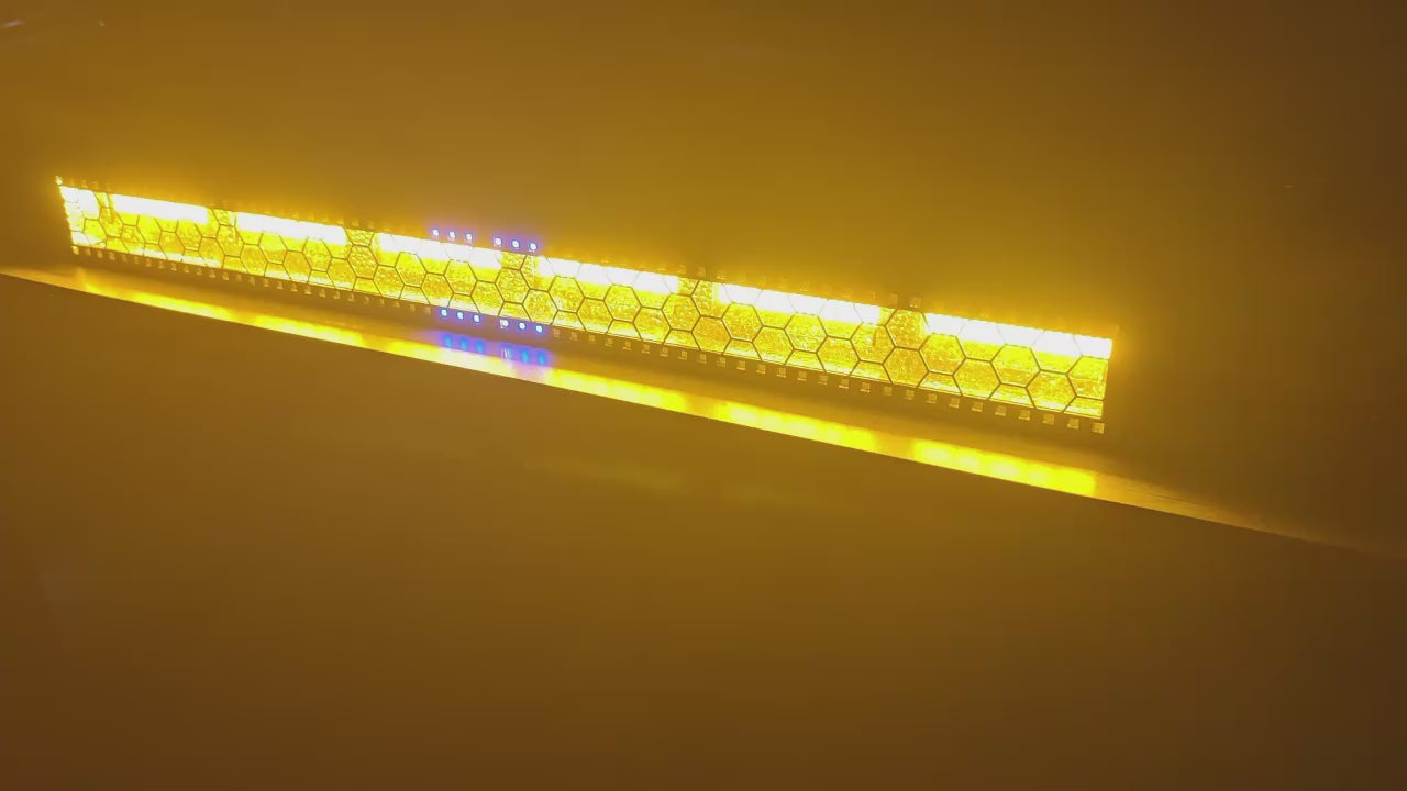 100W Hybrid Retro LED Pixel Bar - Warm White COB Matrix Batten with RGB Background & Honeycomb Lens for Stage FX & TV