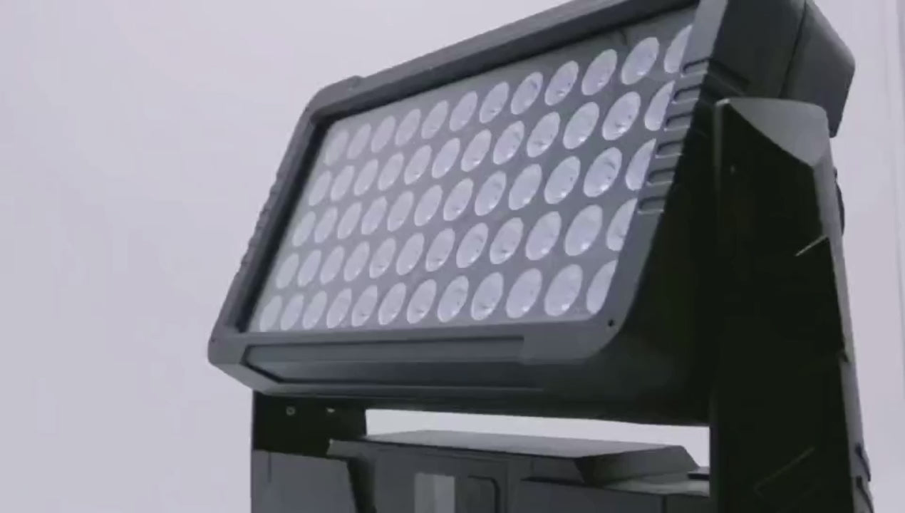 600W Outdoor Architectural LED Wash Light with Barndoors - IP65 Waterproof 60x10W RGBW Flood Fixture for Building Facades, Parks & Events