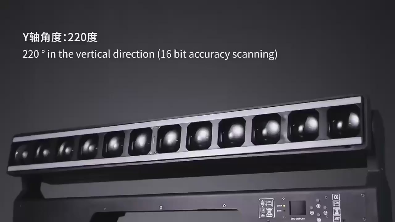12x40W Hybrid Motorized Zoom Bar - RGBW Pixel Batten with RGB & Warm White Background Strobe FX for Touring & Stage